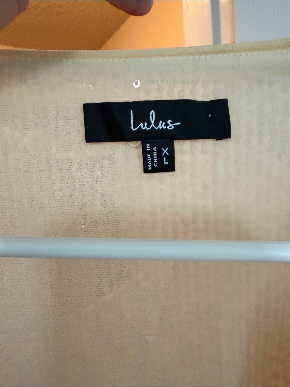 Lulu's Champagne Sequin Long Sleeve Plunge Dress - Picture 3 of 3
